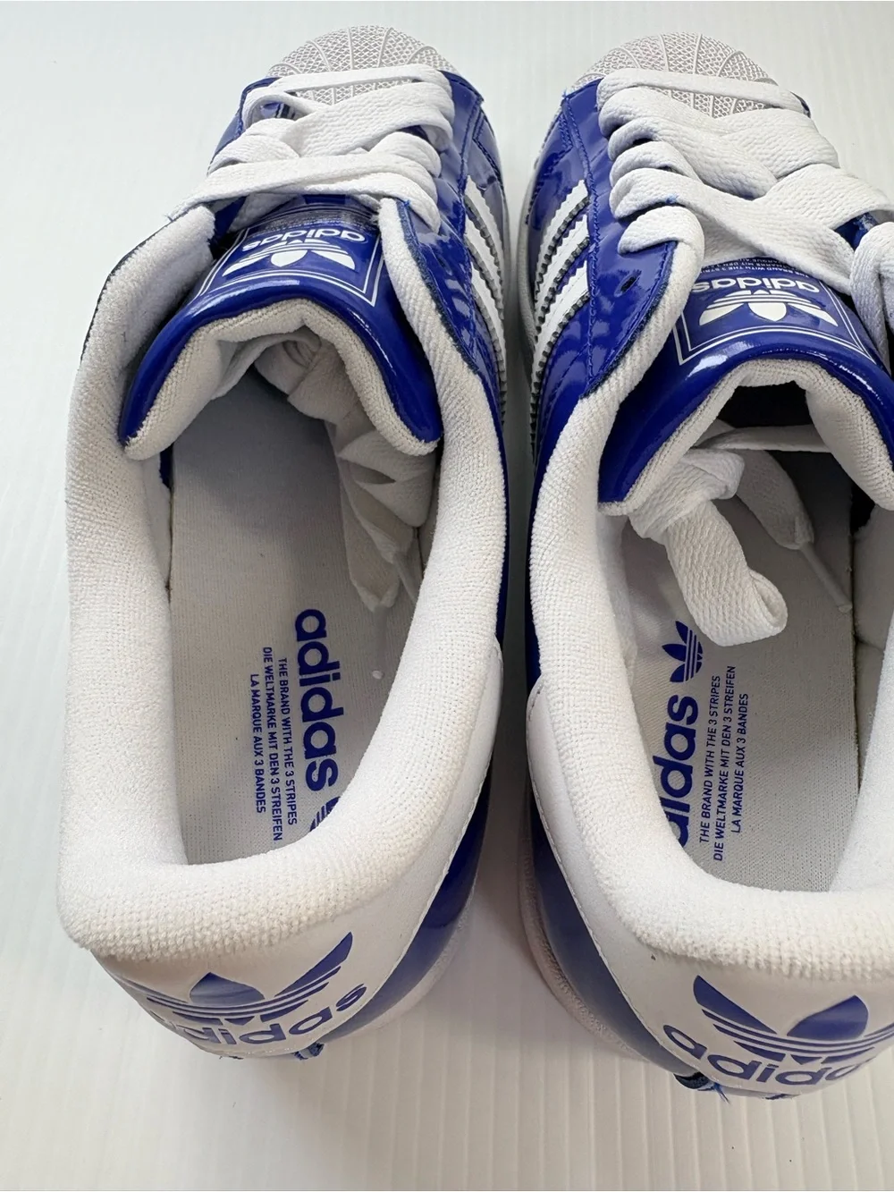 NIB Adidas Original Superstars II Royal Blue Patent Leather Mens Sz11 Womens 12